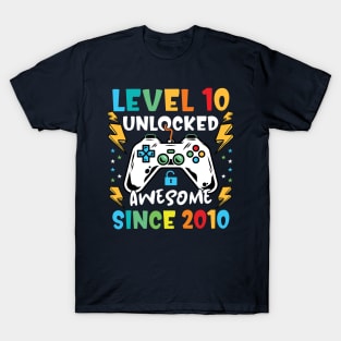 Level 10 Unlocked Awesome Since 2010-10th birthday gamer T-Shirt